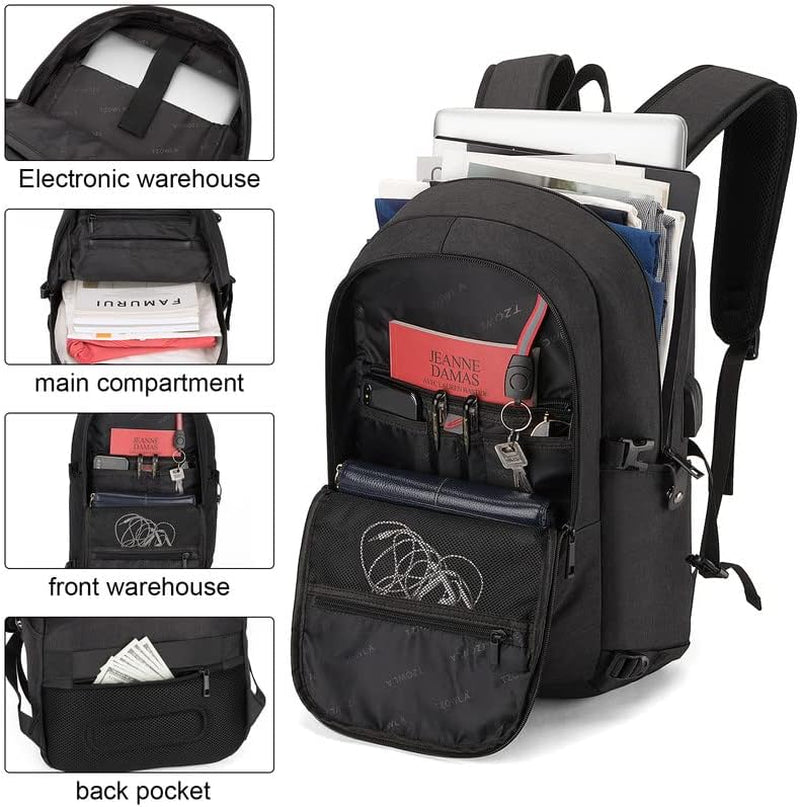 Travel Laptop Backpack Water Resistant Anti-Theft Bag with USB Charging Port and Lock 15.6 Inch Computer