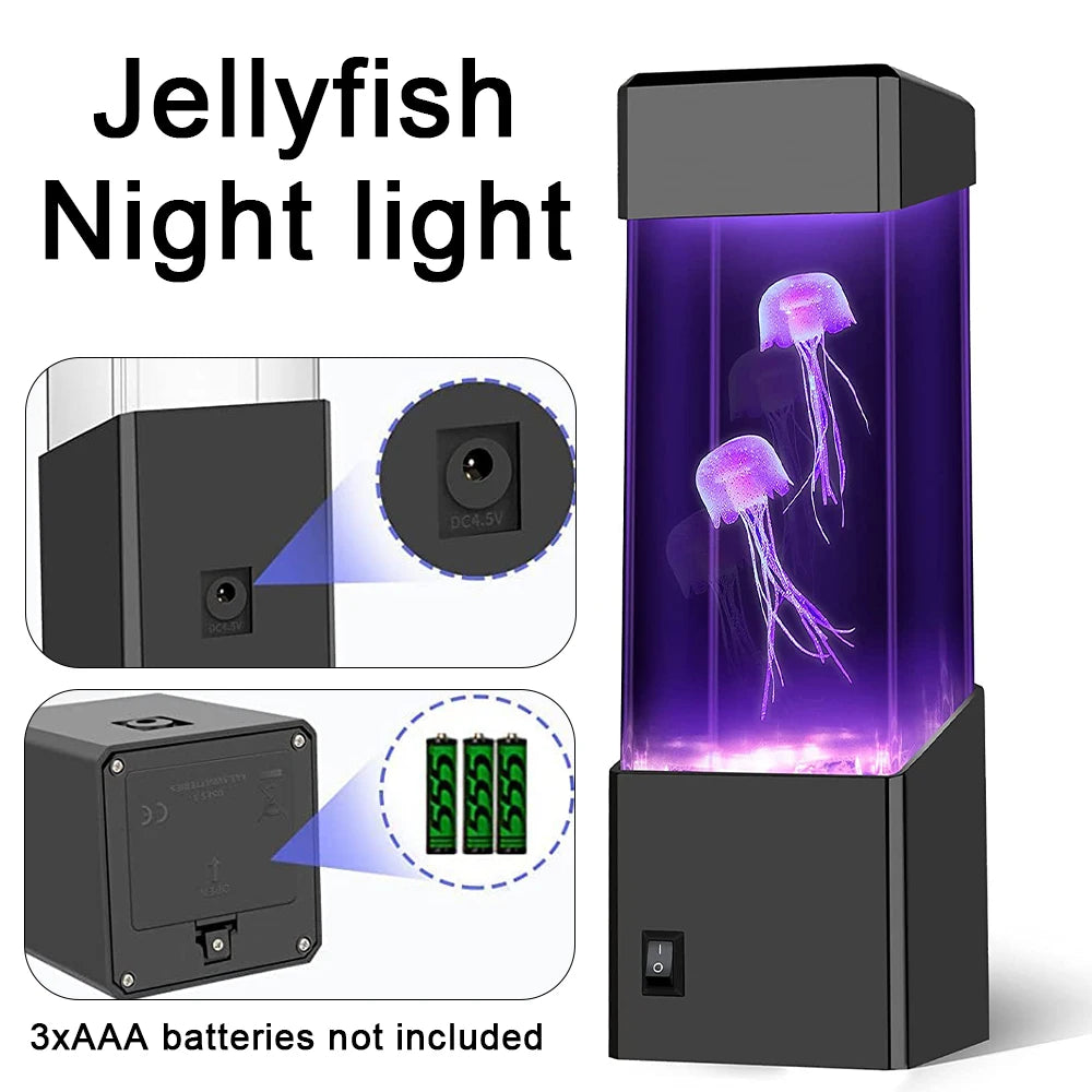 Led Jellyfish Tank Night Light Color Changing Table Lamp