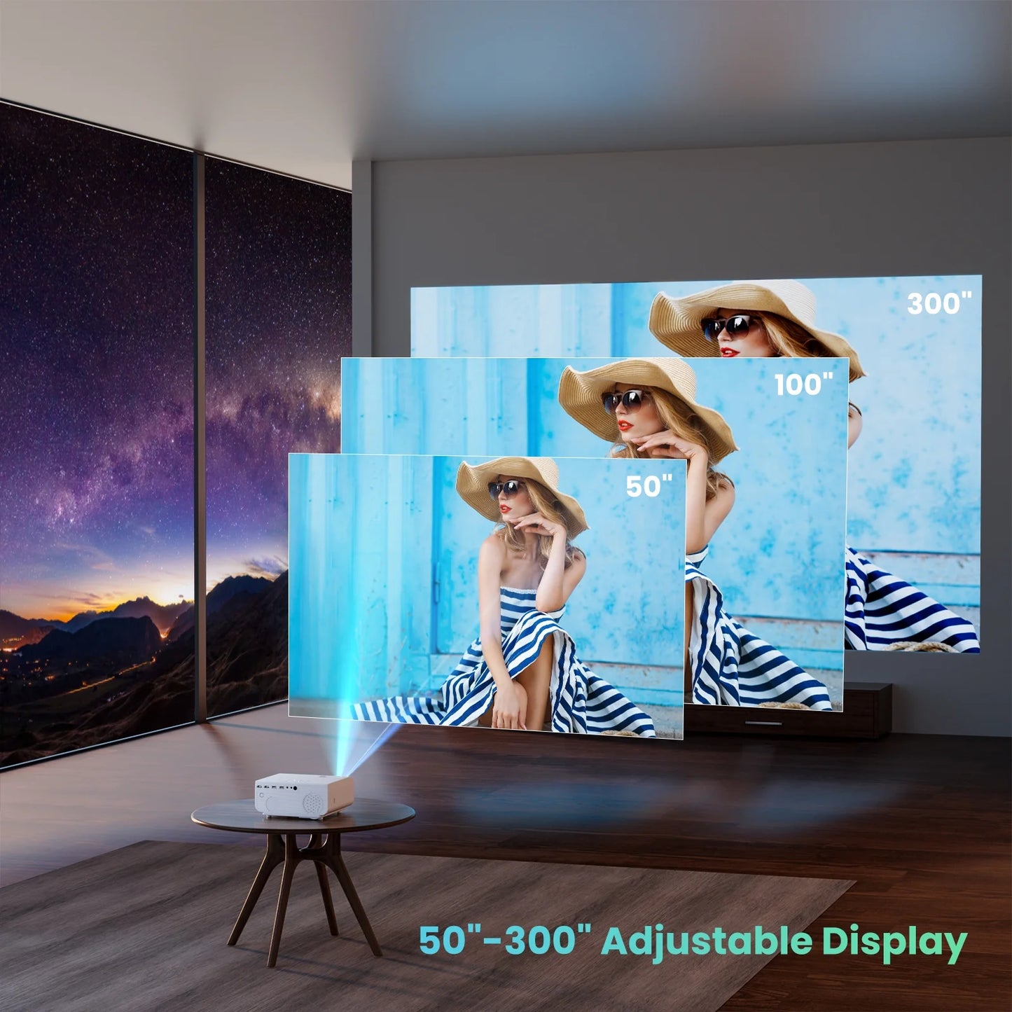 Wifi Bluetooth Projector, 1080P Projector, 4K Supported Movie Projector