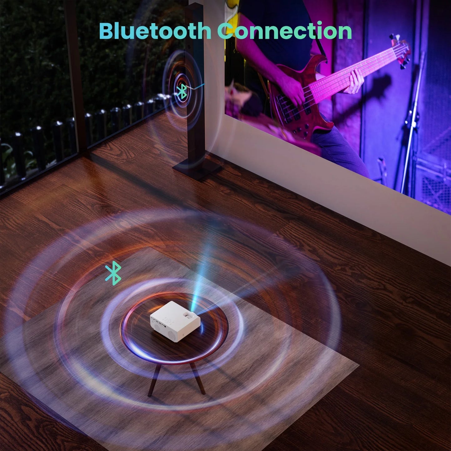 Wifi Bluetooth Projector, 1080P Projector, 4K Supported Movie Projector