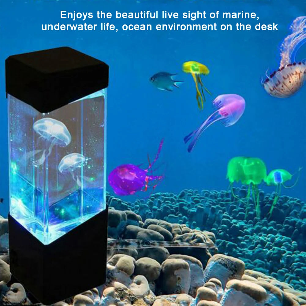 Led Jellyfish Tank Night Light Color Changing Table Lamp