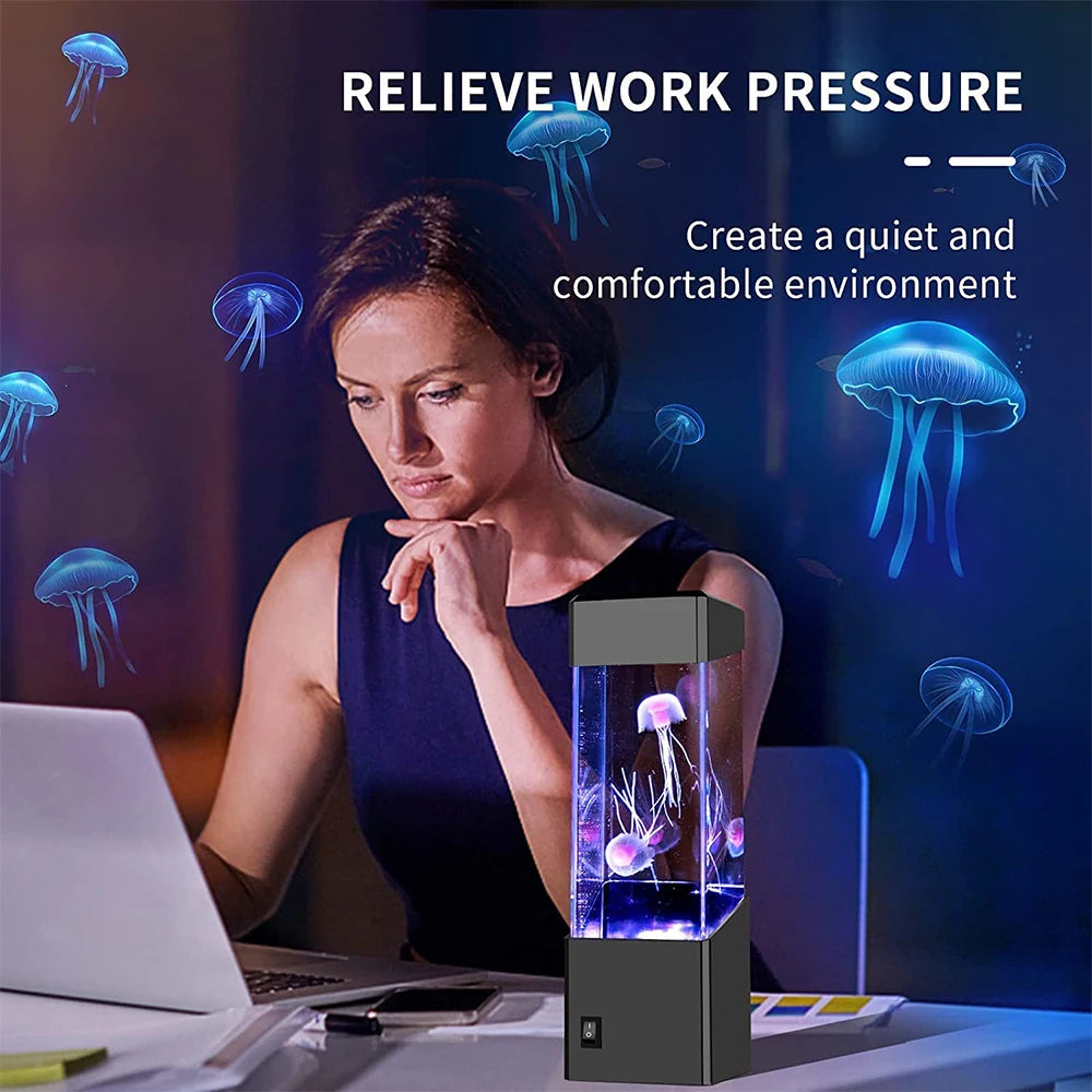 Led Jellyfish Tank Night Light Color Changing Table Lamp