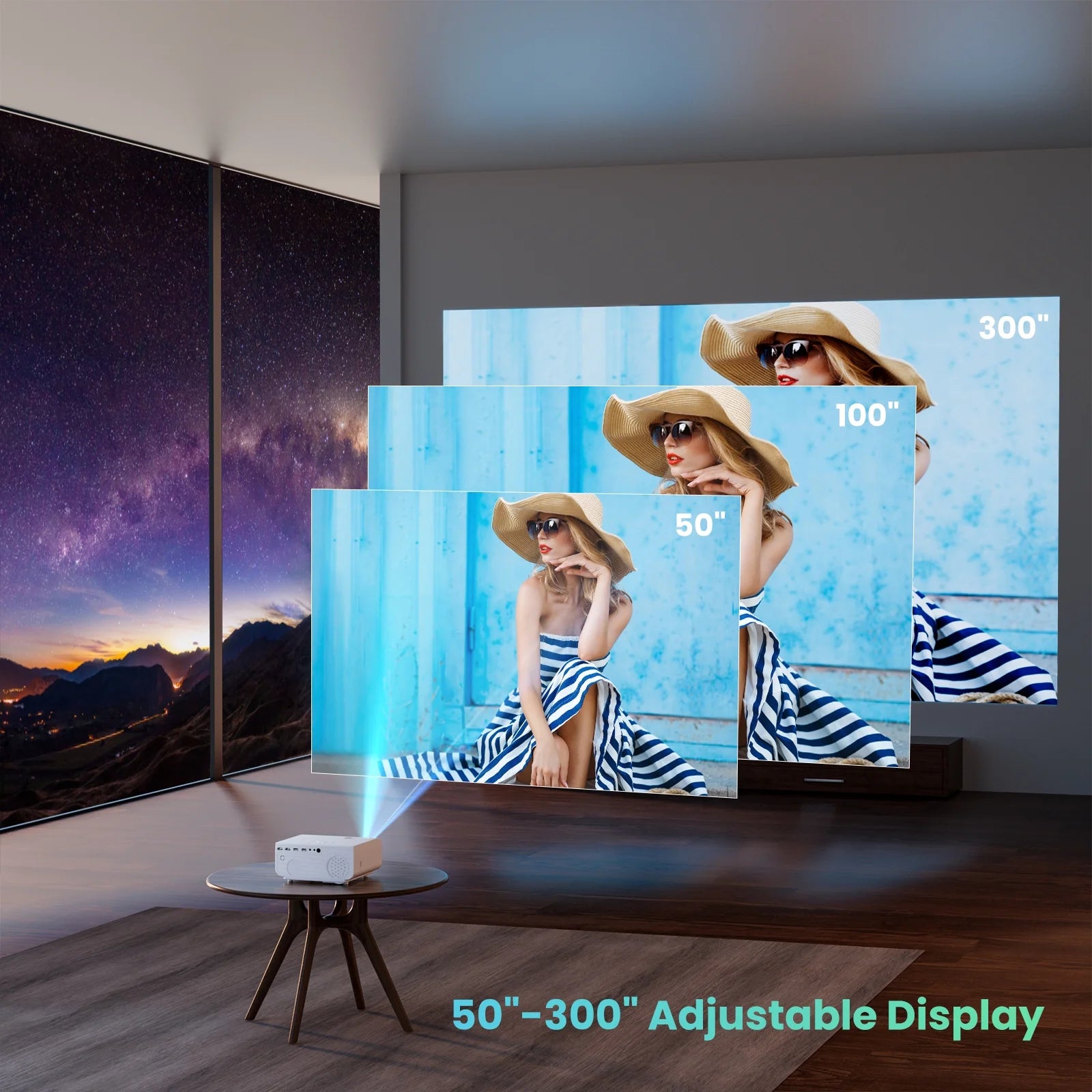 Wifi Bluetooth Projector, 1080P Projector, 4K Supported Movie Projector